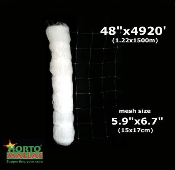 Hortomallas Professional Grade Vegetable Support Trellis Netting Roll 4-Feet By 4920-Feet
