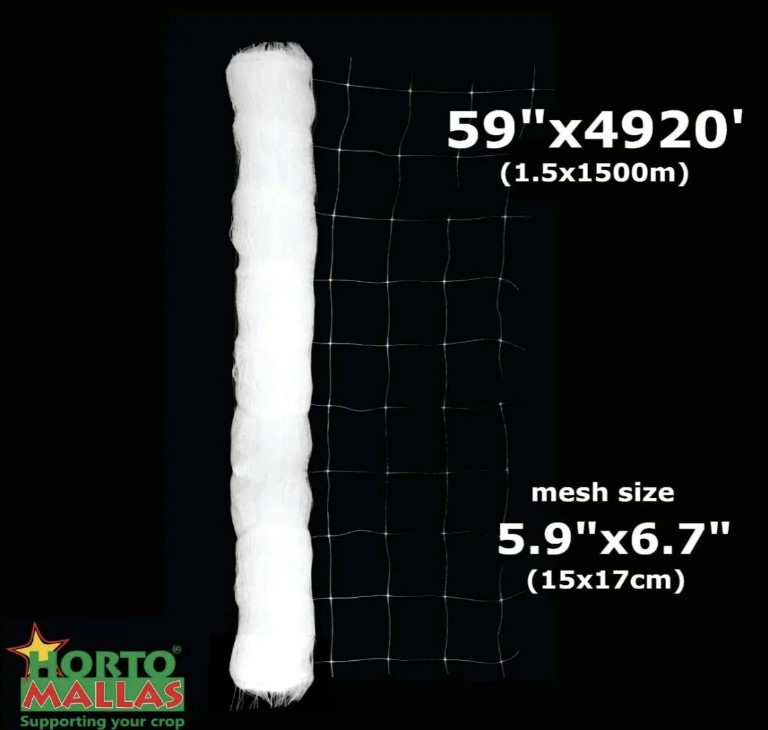 Hortomallas Professional Grade Vegetable Support Trellis Netting Roll 5-Feet By 4920-Feet