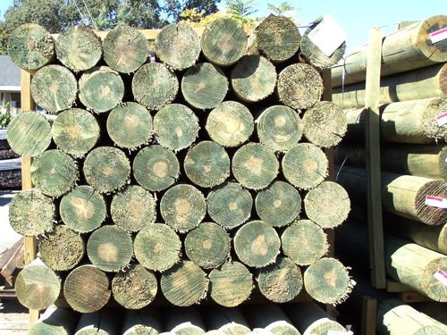 Wood Lodge Pole - 4'' By 8' Doweled - Pressure Treated - 105 PC/BDL