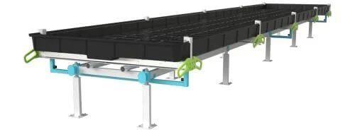 BOTANICARE SLIDE BENCH: 4FT WIDE x 43.5FT LONG x 20IN HIGH, TRILOCK