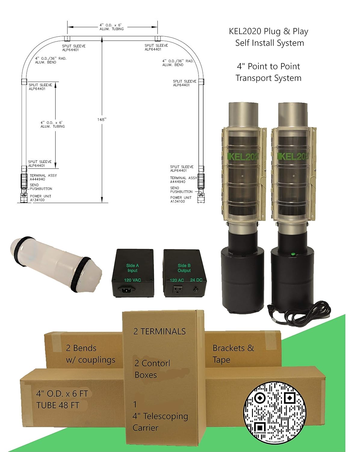 Kelly Systems Inc. KEL2020 "Complete" DIY Pneumatic Tube System