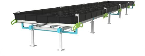 BOTANICARE SLIDE BENCH: 4FT WIDE x 10.5FT LONG x 12IN HIGH, TRILOCK