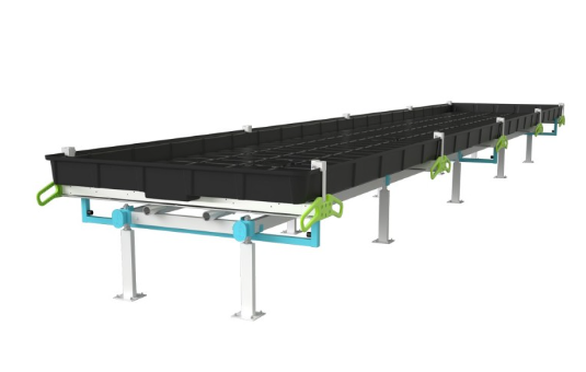 BOTANICARE SLIDE BENCH: 4FT WIDE x 100.5FT LONG x 30IN HIGH, TRILOCK