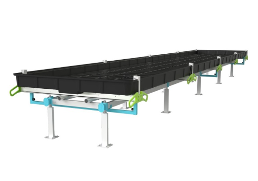 BOTANICARE SLIDE BENCH: 4FT WIDE x 18.5FT LONG x 20IN HIGH, TRILOCK