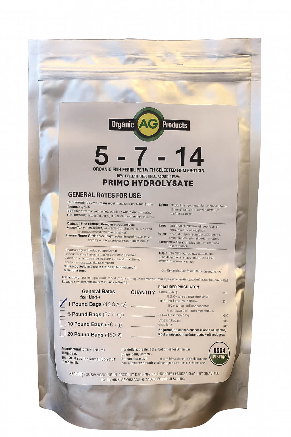 5-7-14 Organic Fish Fertilizer Made From Cod Fish Hydrolysate Case (5lb-12 Bags)
