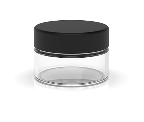 1 oz Child Resistant Clear Black Glass Jars
