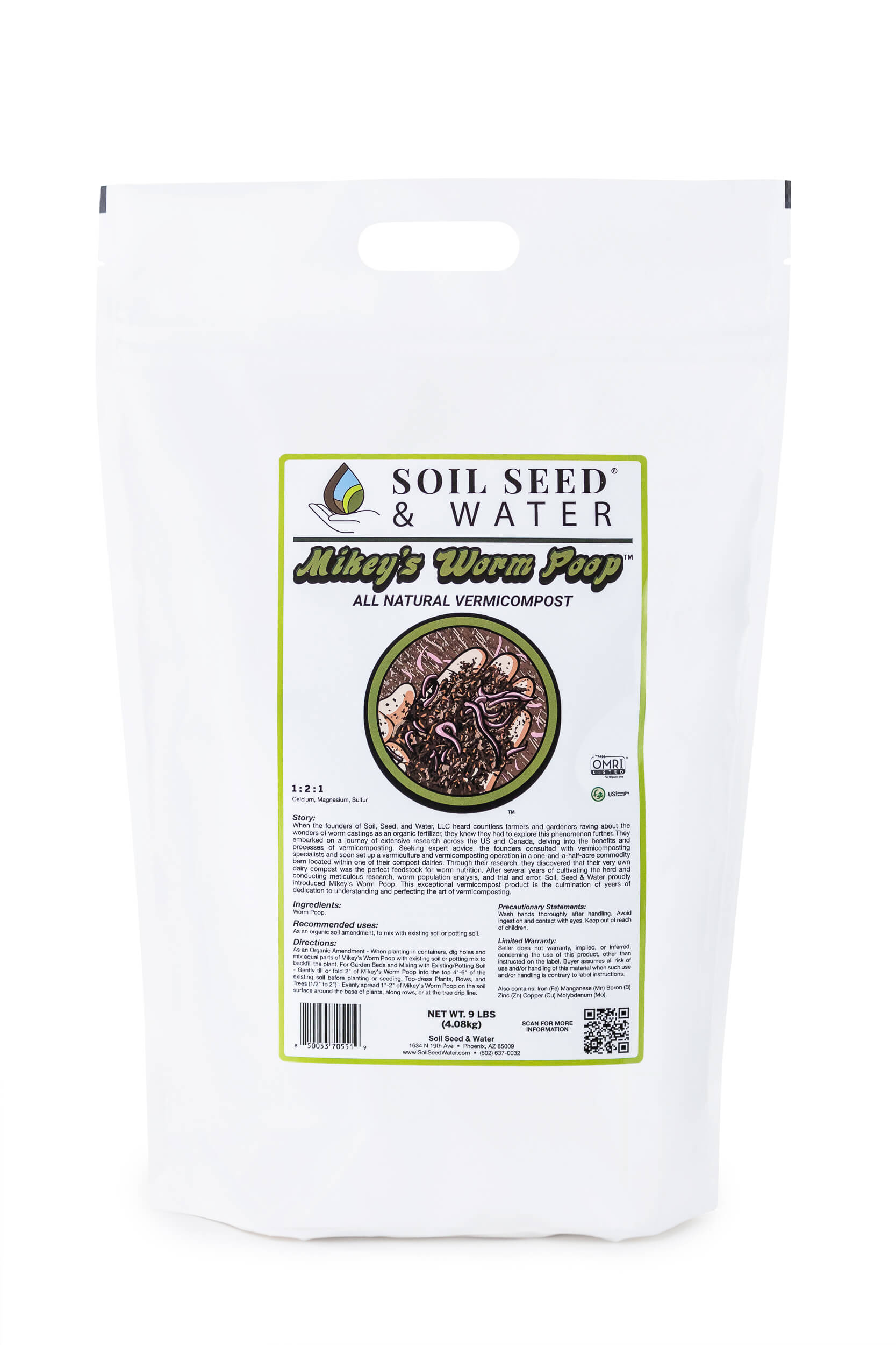 Mikey’s Worm Poop Worm Castings 9lbs 1 CF - Soil Seed & Water