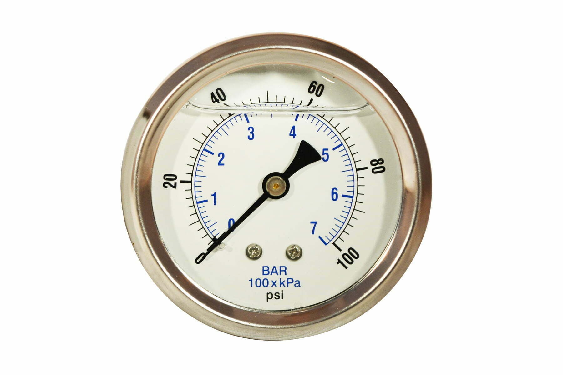 Glycerin Liquid Filled Pressure Gauge-Back Mount - 0-100 PSI