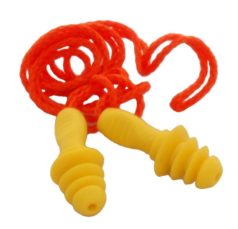 Easy-Fit Ear Plugs with Corded Nylon Neck String 100 Pairs Count Box