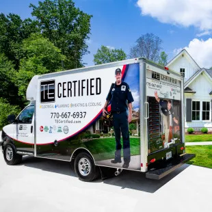 TE Certified Electricians, Heating & Cooling logo