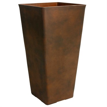 Algreen 13"x13"x25" Taper Square Planter Rust