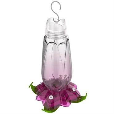 Classic 18oz Glass Floral Hummingbird Feeder Purple