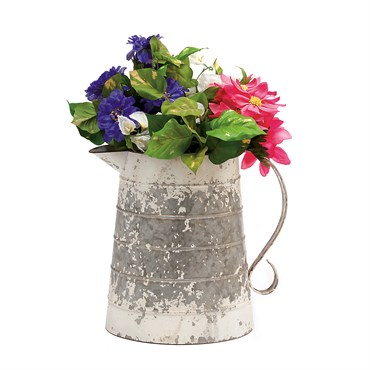 Deer Park Tall Pitcher Planter Silver White