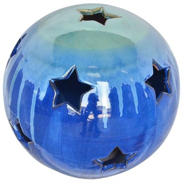 MCarr 12" Sphere With Stars Blue Green On Light Blue