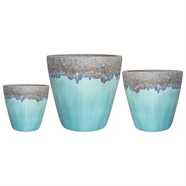 MCarr 6pc Large Round Planter Pallet Volcanic On Milky Blue