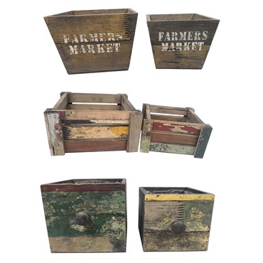 VCS 6pc Set Reclaimed Wood Planter