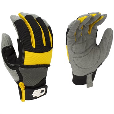 BGC Mens Synthetic Palm Performance Glove M Black Gray Yellow