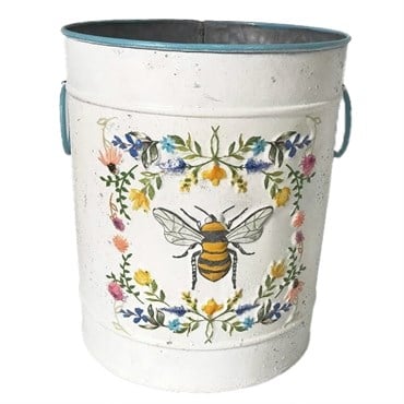 DDI 10.2in Honey Bee Metal Planter Rustic White