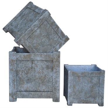 MCarr 3pc Square Barn Planter Set Barn Gray