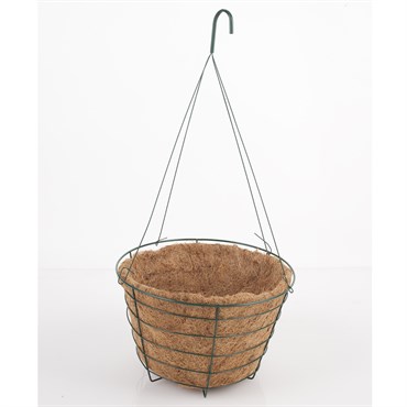 Oregon Wire Moss Basket - 14", Green Includes: 21" 4-Strand Hgr & Coco Liner