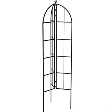 Panacea 64" Modern Farmhouse Folding 3- Panel Garden Obelisk/Trellis with copper Accent Ball