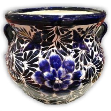 Talavera 14" Blue & White Michoacana Pot