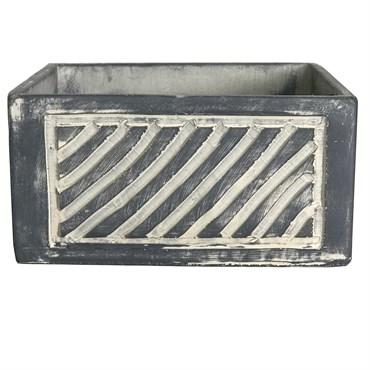 MCarr 7.9" Low Square Pot W/ Diagonal Stripe Gray
