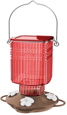 Natures Way 22oz Crimson Carnation Antique Glass Hummingbird Feeder