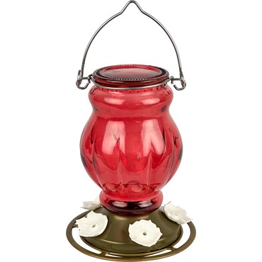 Natures Way 25oz Antique Glass Hummingbird Feeder Ruby Visions