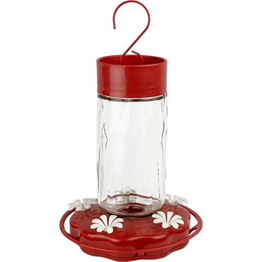 Natures Way 20oz Glass Hummingbird Feeder Scarlet Swirl
