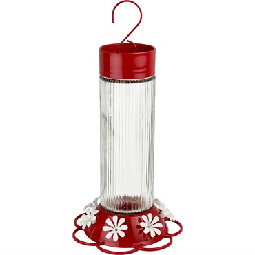 Natures Way 28oz Hummingbird Feeder Ribbed Rose Glass