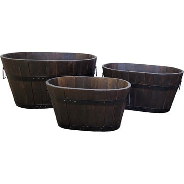 Devault 3pc Set Oval Planters Dark Oil Stain