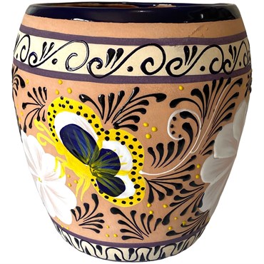 Talavera 12"Hx12"W Bella Especial Ovalo Pot Natural