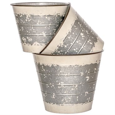 Deer Park Round Planters Silver/White Set of 3