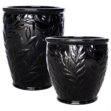 MCarr 30pc Round Fern Planter Pallet Glossy Black