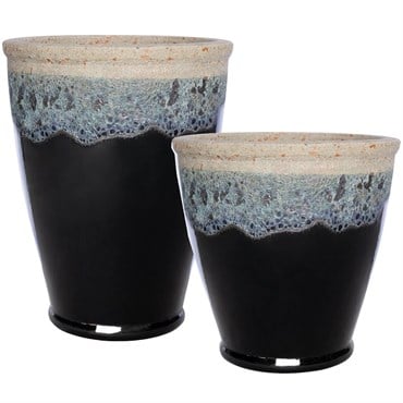 MCarr 30pc Flat Rim Planter Pallet Volcanic Glossy Black