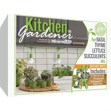 Miracle LED Kitchen Gardener LED Grow Light Kit, 3-Foot Length, with 2 Ultra Grow Lite Full Spectrum Grow Bulbs