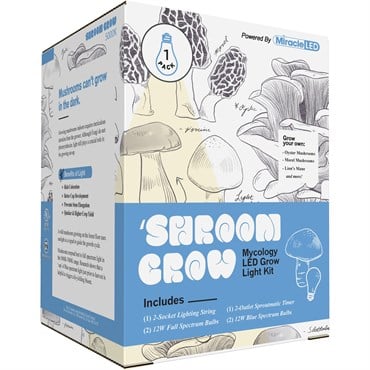 Miracle LED Shroom Grow Kit - 2-Socket - 3-Foot - Ultra Grow Lite - Full Spectrum & Blue Spectrum Grow Bulbs