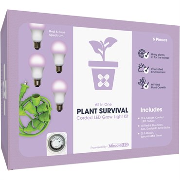 Miracle LED Plant Survival LED Grow Light Kit - 4-Socket - 6-Foot - Absolute Daylight + - Red & Blue Spectrum