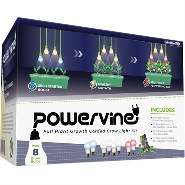 Miracle LED Powervine LED Grow Light Kit - 4-Socket - 6-Foot - 3 Spectrum Plant Life Cycle Grow Bulbs