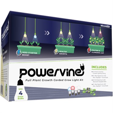 Miracle LED Powervine LED Grow Light Kit - 2-Socket - 3-Foot - 3 Spectrum Plant Life Cycle Grow Bulbs