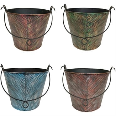 VCS 10" Pail Planter w/ Striped Paint