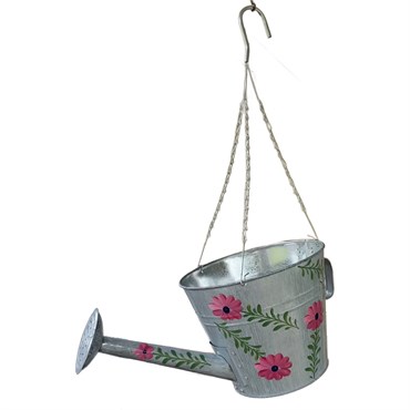 VCS 10" Hanging Watering Can Planter Handpainted Floral