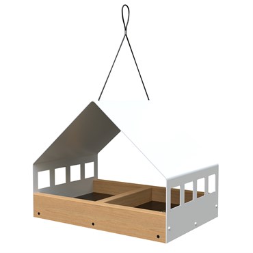 Woodlink Nordic Fly-thru Platform Feeder with Teak Finish White Metal Roof