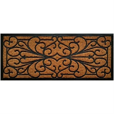 DHTG 18"x48" Deluxe Design Scroll Mansion Rubber Backed Coir Outdoor Doormat