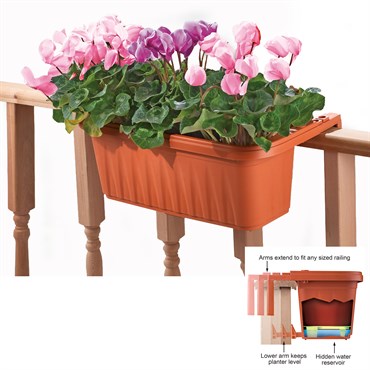 Apollo 20" Adjustable Railing Planter Terra Cotta