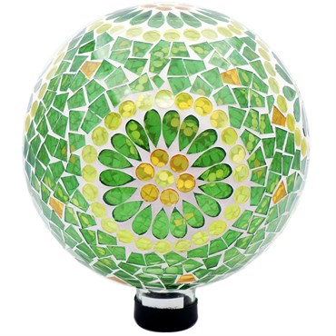 Gardener Select 10" Green Collage Glass Mosaic Garden Globe