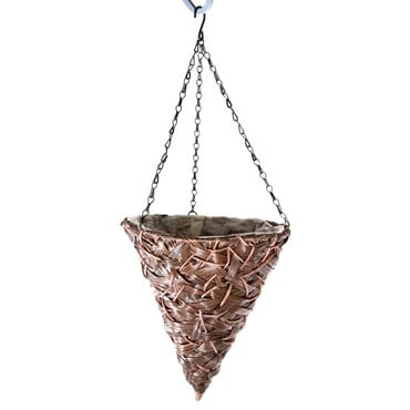 Gardener Select 12" Hanging Basket Cone Brown Wicker 3 Strand Hanger 6/CS