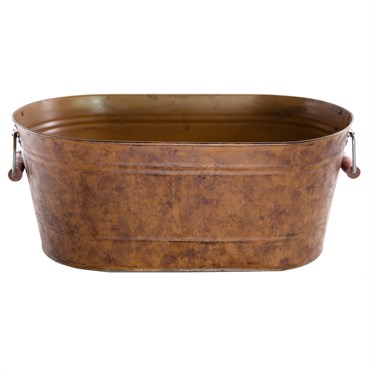 Gardener Select 17.3" Oval Planter with Handle Rusty 17.3"x9.5"x7" 6/CS