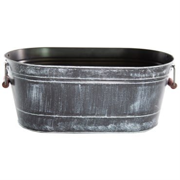Gardener Select 17.3" Oval Planter with Handle Antique Black 17.3"x9.5"x7" 6/CS